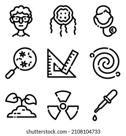Science Flat Icon Set Isolated On White Background