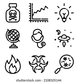 Science Flat Icon Set Isolated On White Background
