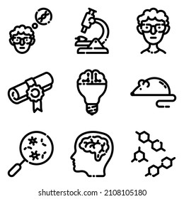 Science Flat Icon Set Isolated On White Background
