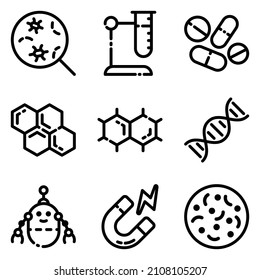 Science Flat Icon Set Isolated On White Background