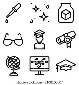 Science Flat Icon Set Isolated On White Background
