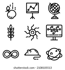 Science-Flat-Symbolsatz einzeln auf weißem Hintergrund