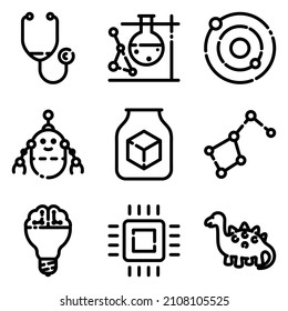 Science Flat Icon Set Isolated On White Background
