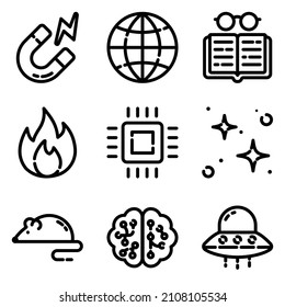 Science Flat Icon Set Isolated On White Background
