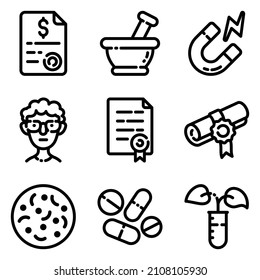 Science Flat Icon Set Isolated On White Background