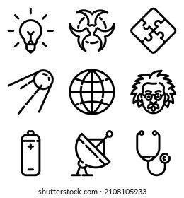 Science Flat Icon Set Isolated On White Background