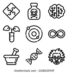 Conjunto De Iconos Planos De Ciencia Aislados En Fondo Blanco