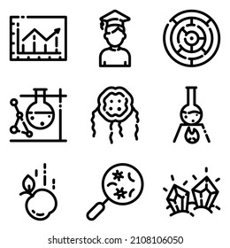 Conjunto De Iconos Planos De Ciencia Aislados En Fondo Blanco