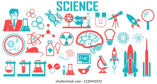 Science Flat Icons. mono vector symbol 