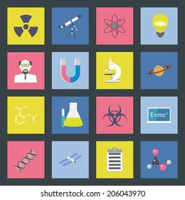 Science flat icons set