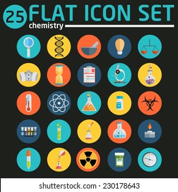 Science flat icons set