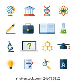 science flat icons set