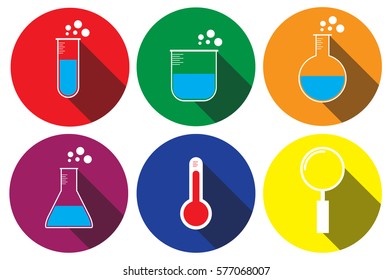 science flat icons set