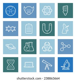 Science flat icons set vector graphic illustration