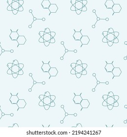 science formula icons outline, monochrome seamless pattern