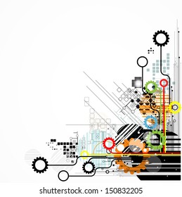 science futuristic retro high computer technology business background