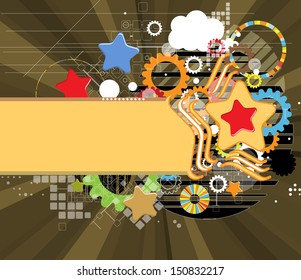 science futuristic retro high computer technology business background