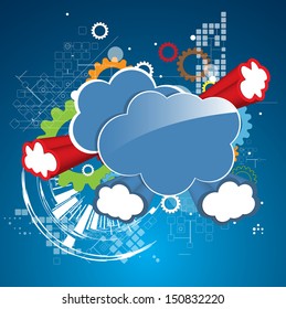 science futuristic retro high computer technology business background