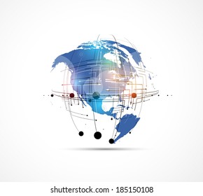 science futuristic retro high computer technology business background