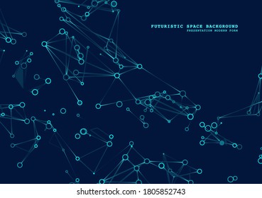 Science Gene Cells Background. DNA Test, Genom Map. Abstract Polygonal Wireframe Molecules. Graphic Concept For Your Design