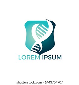 Science genetics vector logo design. Genetic analysis, research biotech code DNA. Biotechnology genome chromosome.	