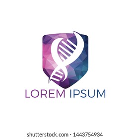 Science genetics vector logo design. Genetic analysis, research biotech code DNA. Biotechnology genome chromosome.	