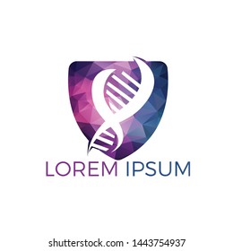 Science genetics vector logo design. Genetic analysis, research biotech code DNA. Biotechnology genome chromosome.	