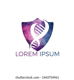 Science genetics vector logo design. Genetic analysis, research biotech code DNA. Biotechnology genome chromosome.	