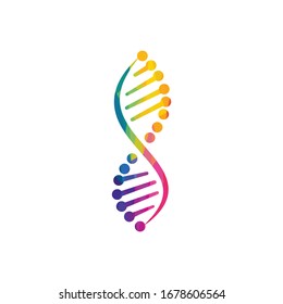 Science genetics vector logo design. Genetic analysis, research biotech code DNA.