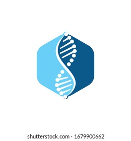 Science genetics vector logo design. Genetic analysis, research biotech code DNA.
