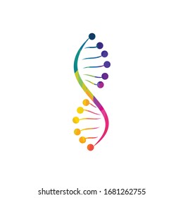 Diseño del logo vectorial de la genética científica. Análisis genético, investigación código biotecnológico ADN.
