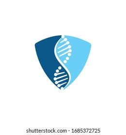 Science genetics vector logo design. Genetic analysis, research biotech code DNA.