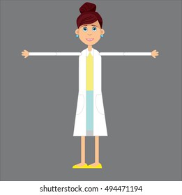 Science girl. Woman in bathrobe.