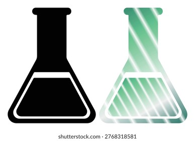 Science glassware vector, chemistry research equipment, medical lab experiment symbol set.