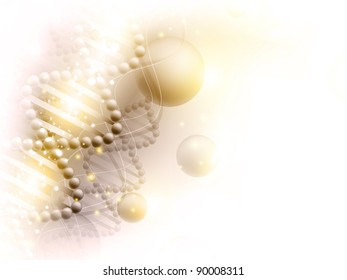 science golden background with DNA theme and copyspace for your text