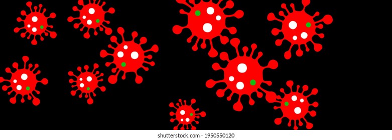 Science Green Epidemic White Pandemic Medicine Vibrant Horizontal Vector. Coronavirus Bright Danger Sign Creepy Covid-19 Black Quarantine Illustration. Test Healthcare Red Sick Virus Backdrop.