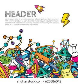 Science Hand Drawing Funny Doodle Style Elements Pack Background Vector Art Design Illustration