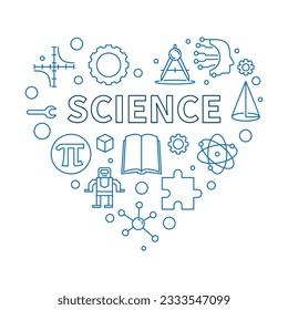 Science Heart outline STEM concept banner. Vector Illustration