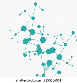 Science Hexagon Vector Transparent Background. Medical Modern Pattern. Microbiology Molecule Geometric Design. Medicine Backdrop.