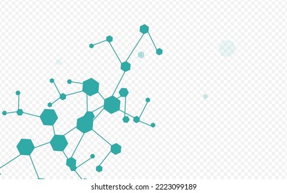 Science Hexagon Vector Transparent Background. Medical Microbiology Cover. Scientific Atom Futuristic Illustration. Abstract Texture.