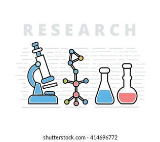 Science horizontal banners set with theory experiment research isolated vector illustration