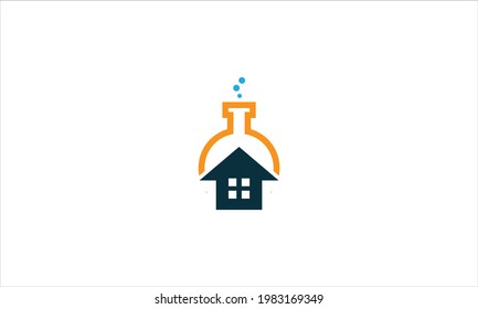 Science House  or Lab house studio Icon Logo in minimal flat design vector template  illustration
