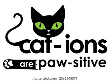 A science humor that explains Cations are Positive in funny way. Cat and paw to represent the Cation. Presentation poster design template.