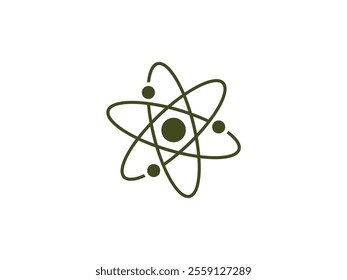 Science Icon of Atom with Orbiting Electrons in a Simplified Structure Vector. Simplified Science Icon of Atom with Orbiting Electrons – Vector Design for Educational and Scientific Themes