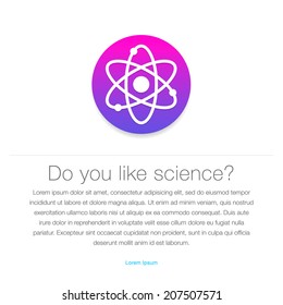 Science icon. Atom symbol entered in round shape, vector illustration.