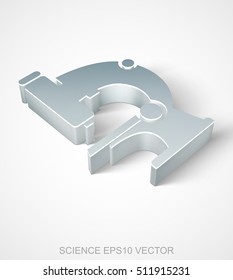 Science icon: extruded Metallic Microscope with transparent shadow, EPS 10 vector illustration.