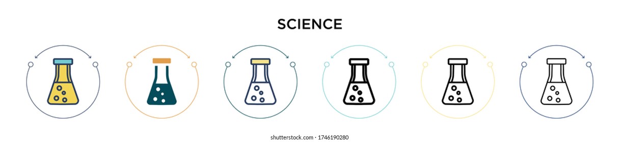 Science icon in filled, thin line, outline and stroke style. Vector illustration of two colored and black science vector icons designs can be used for mobile, ui, web
