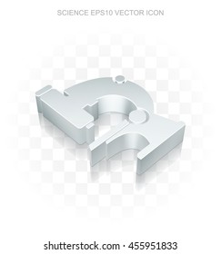 Science icon: Flat metallic 3d Microscope, transparent shadow on light background, EPS 10 vector illustration.