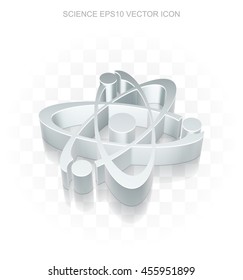 Science icon: Flat metallic 3d Molecule, transparent shadow on light background, EPS 10 vector illustration.