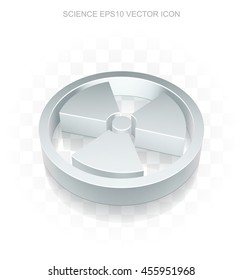 Science icon: Flat metallic 3d Radiation, transparent shadow on light background, EPS 10 vector illustration.